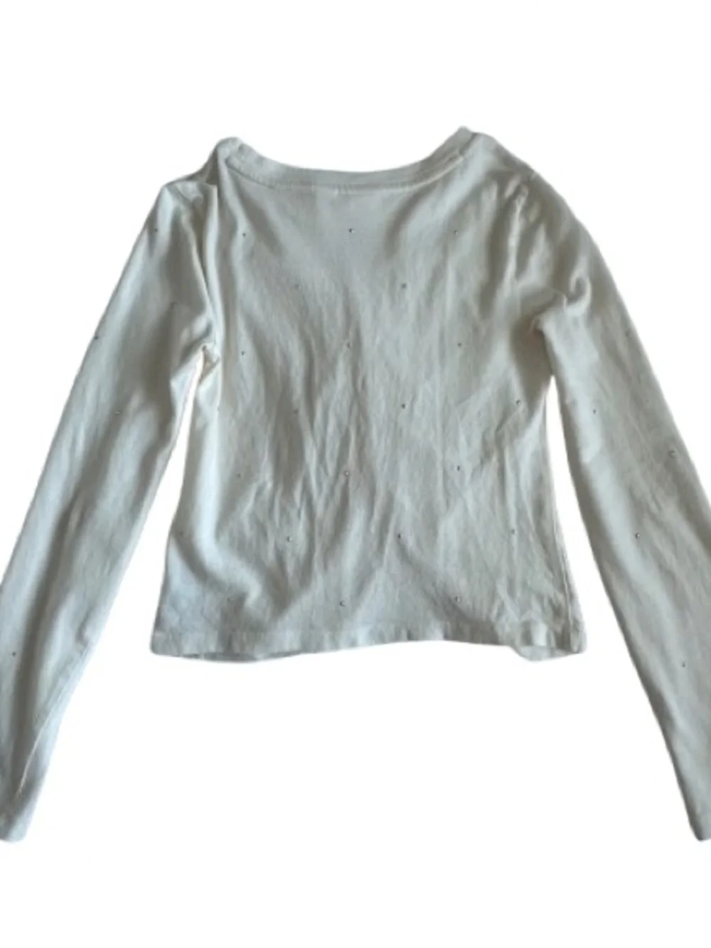 GAP Girl's L(10-11) Cream Ivory Long-Sleeve Cotton Top with Subtle Front Detail